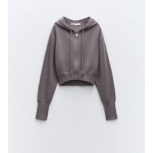 Zara HOODED KNIT CARDIGAN